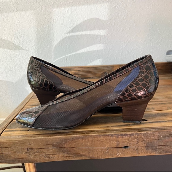 NWT Vintage - Oscar de la Renta - Brown Leather Heels 7.5B - Picture 9 of 13